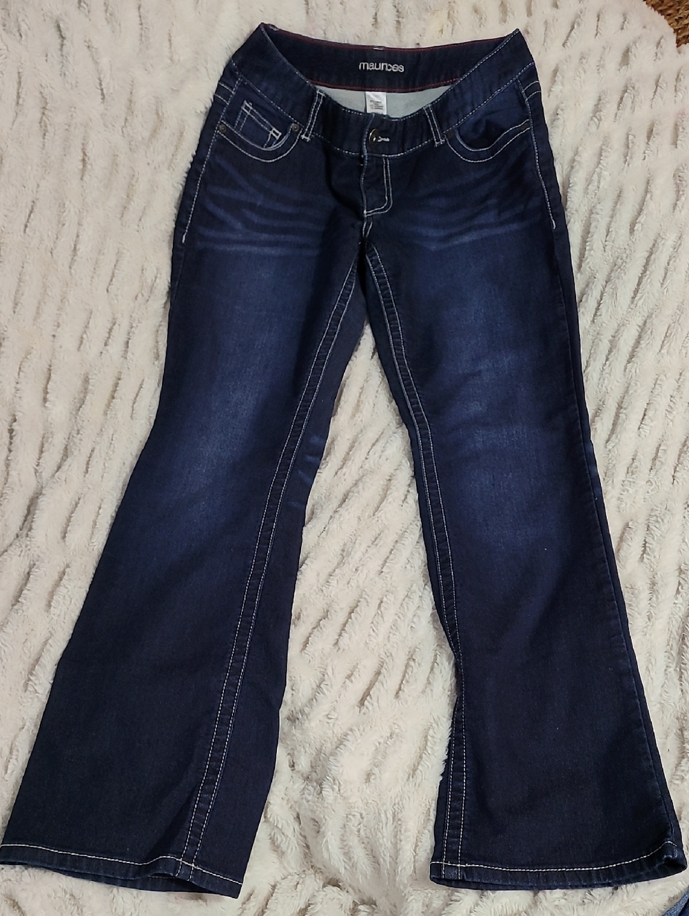 Maurices Dark Blue Flare Jeans with Contrast Stitching